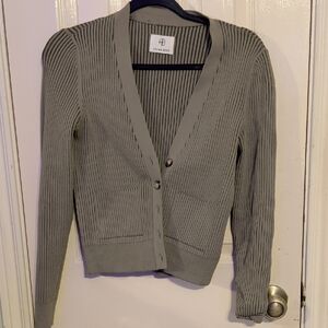 Anine Bing Women's Gray Ribbed Cardigan